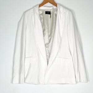 Tahari White Linen Blend Oversized Blazer Jacket